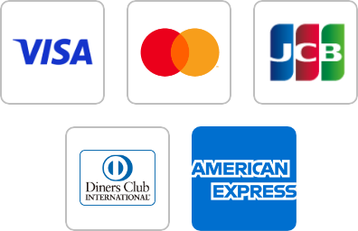 VISA, MasterCard, JCB, Diners Club, American Express
